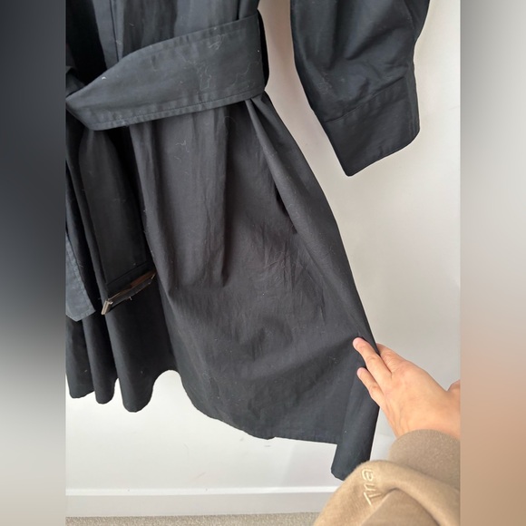 Banana Republic Black Belted Shirt Dress Womens Large Puff Sleeve Cotton Midi - Picture 5 of 10